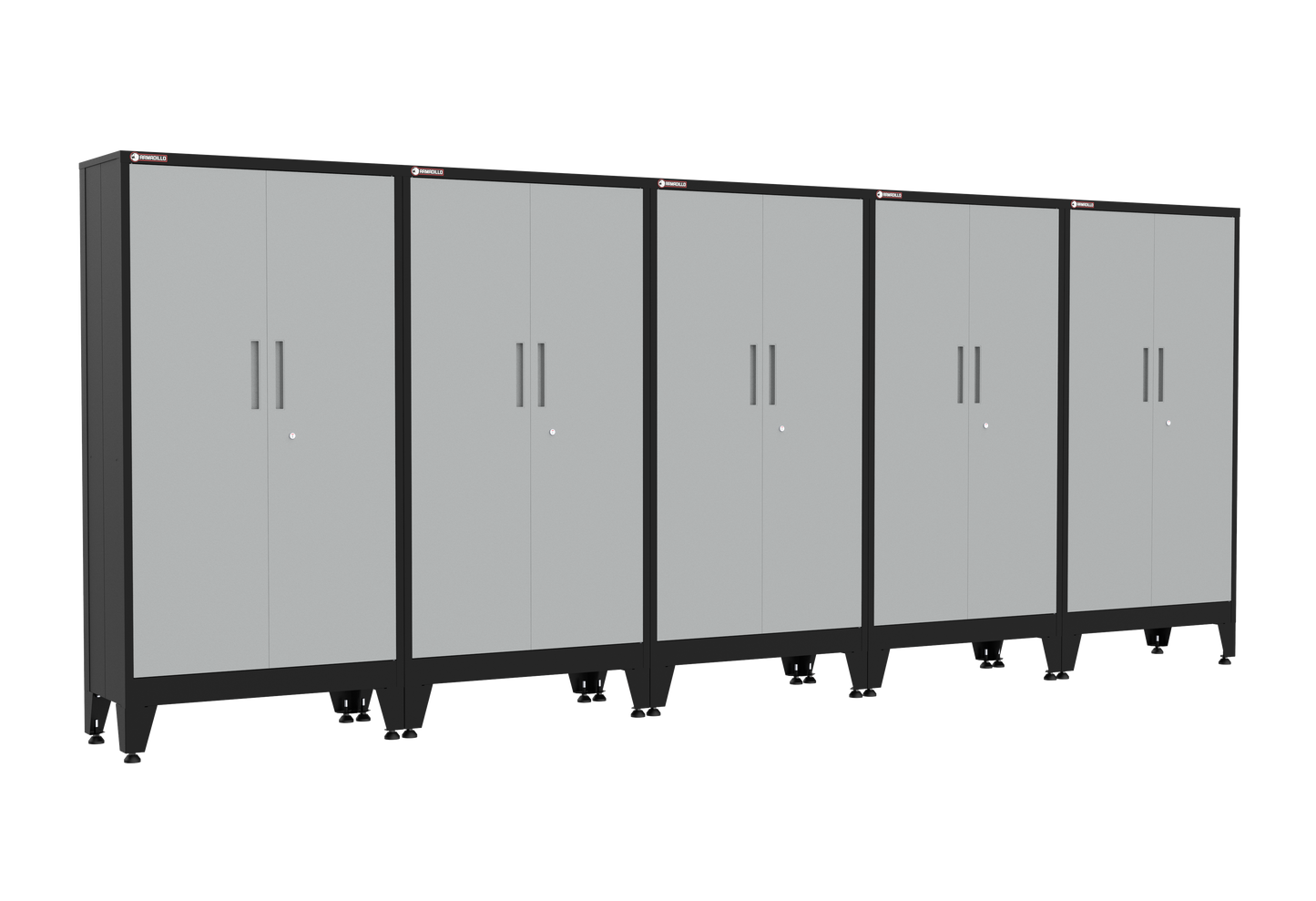 5-Piece Garage Cabinet Storage and Organization Set with Levelers in Grey