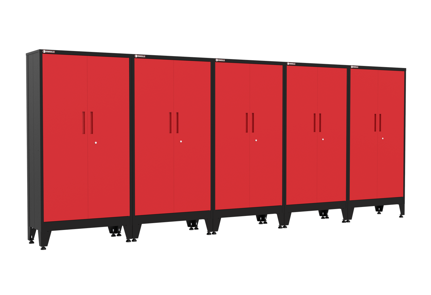 5-Piece Garage Cabinet Storage and Organization Set with Levelers in Red