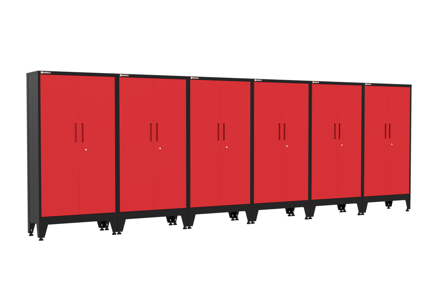 6-Piece Garage Cabinet Storage and Organization Set with Levelers in Red