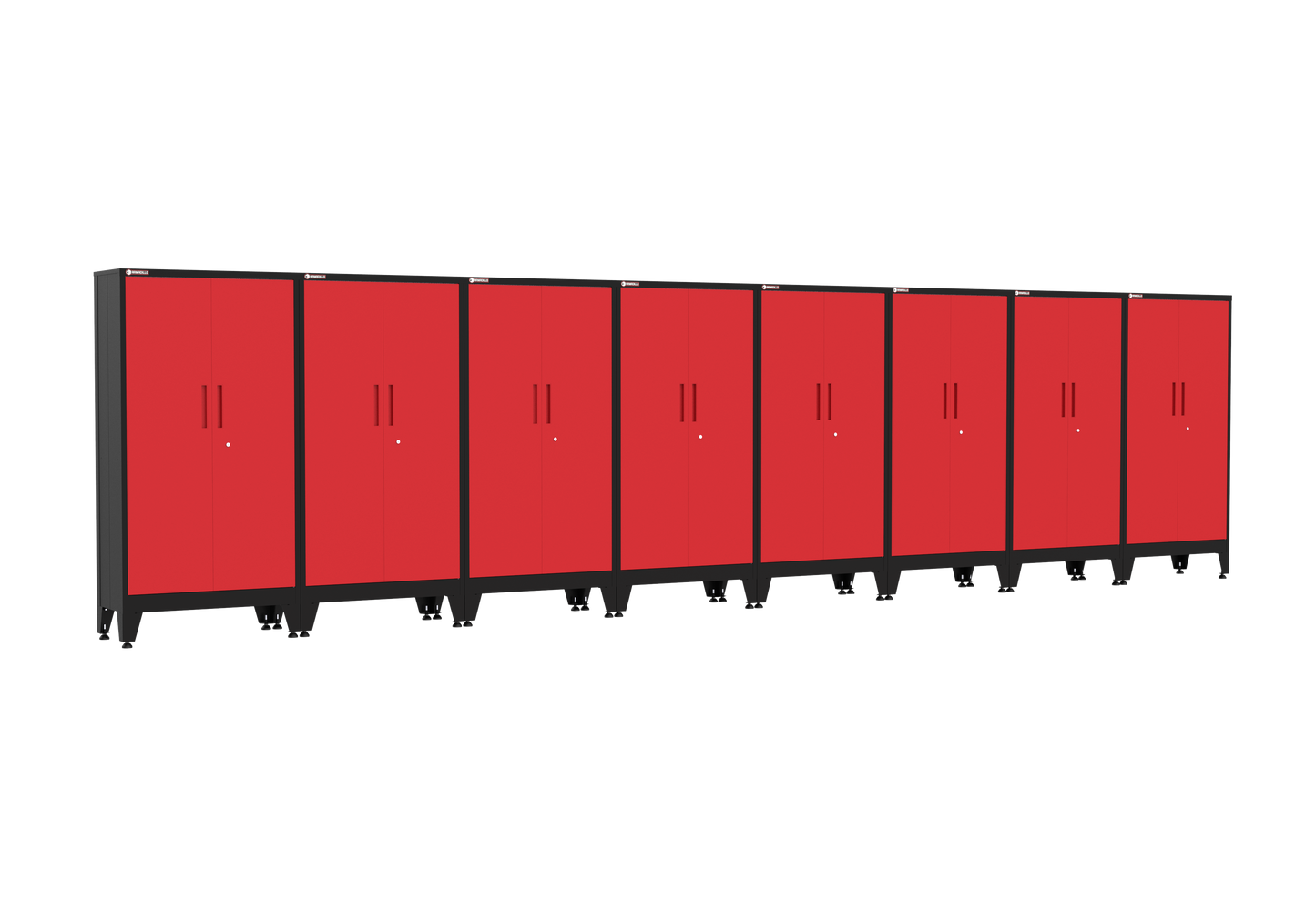 8-Piece Garage Cabinet Storage and Organization Set with Levelers in Red