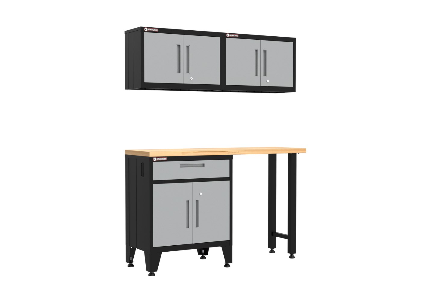 4-Piece Garage Cabinet Storage and Organization Set with Levelers in Grey