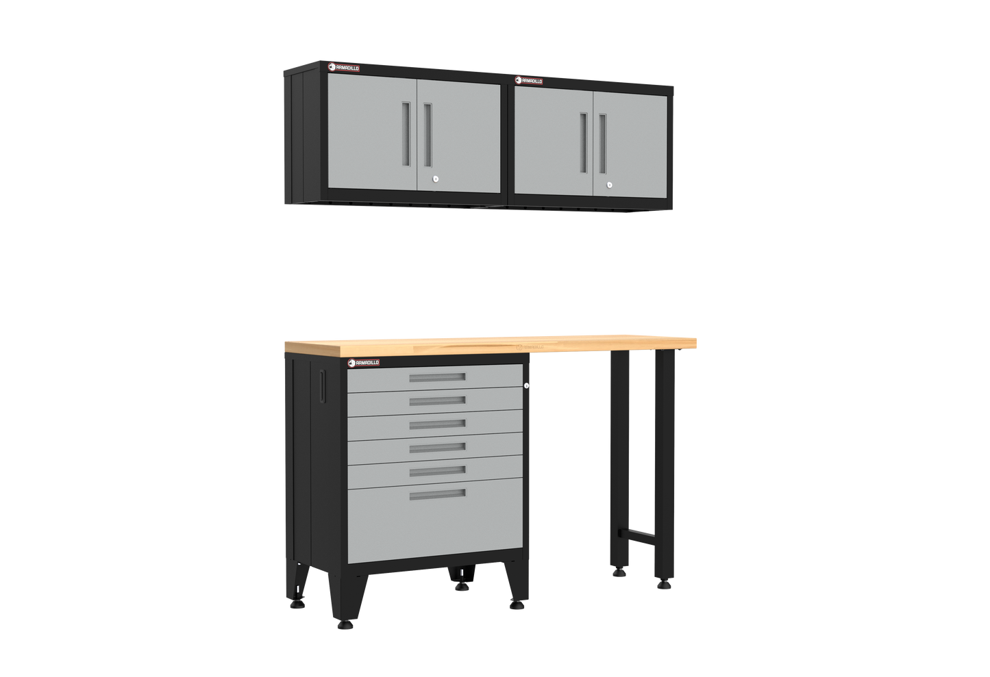 4-Piece Garage Cabinet Storage and Organization Set with Levelers in Grey