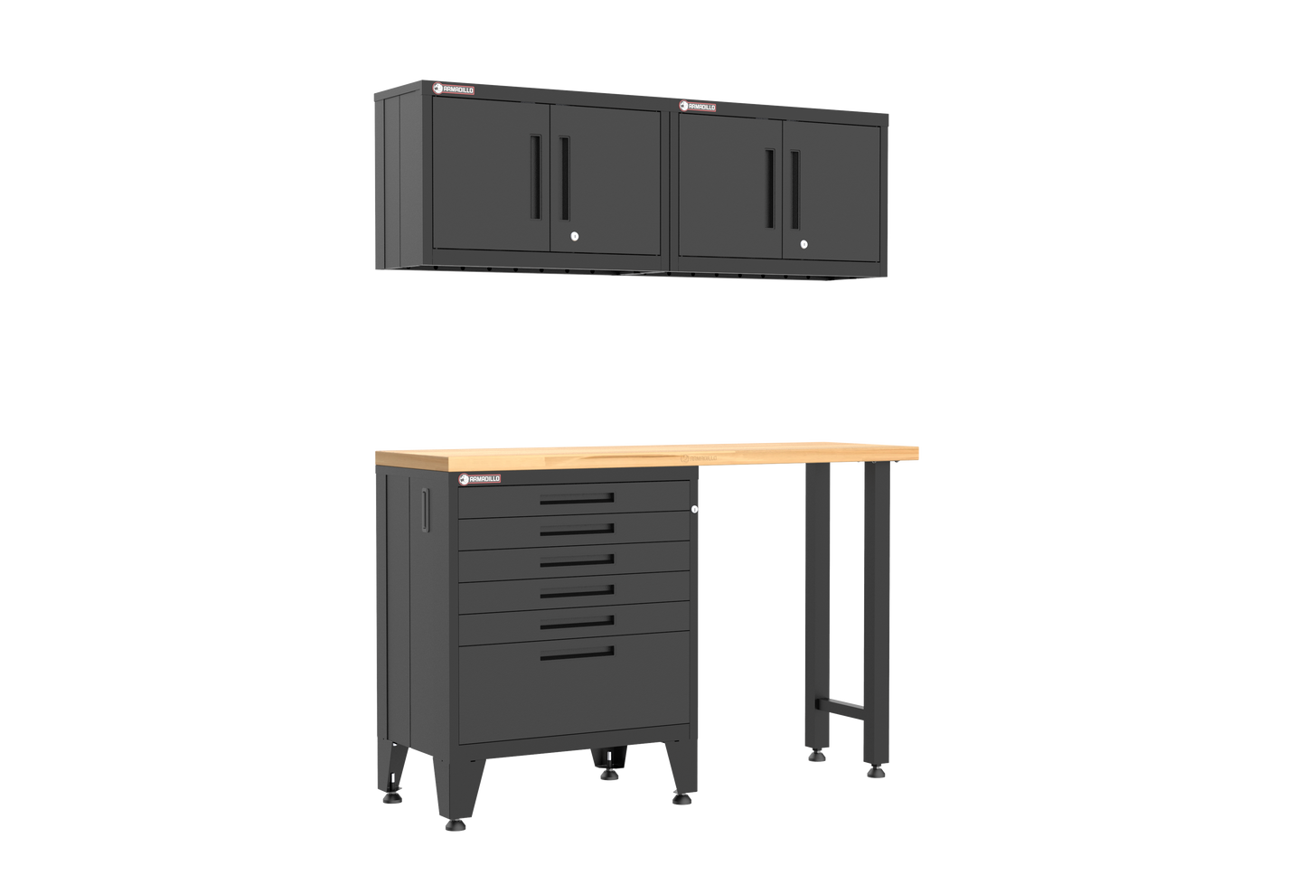 4-Piece Garage Cabinet Storage and Organization Set with Levelers in Black