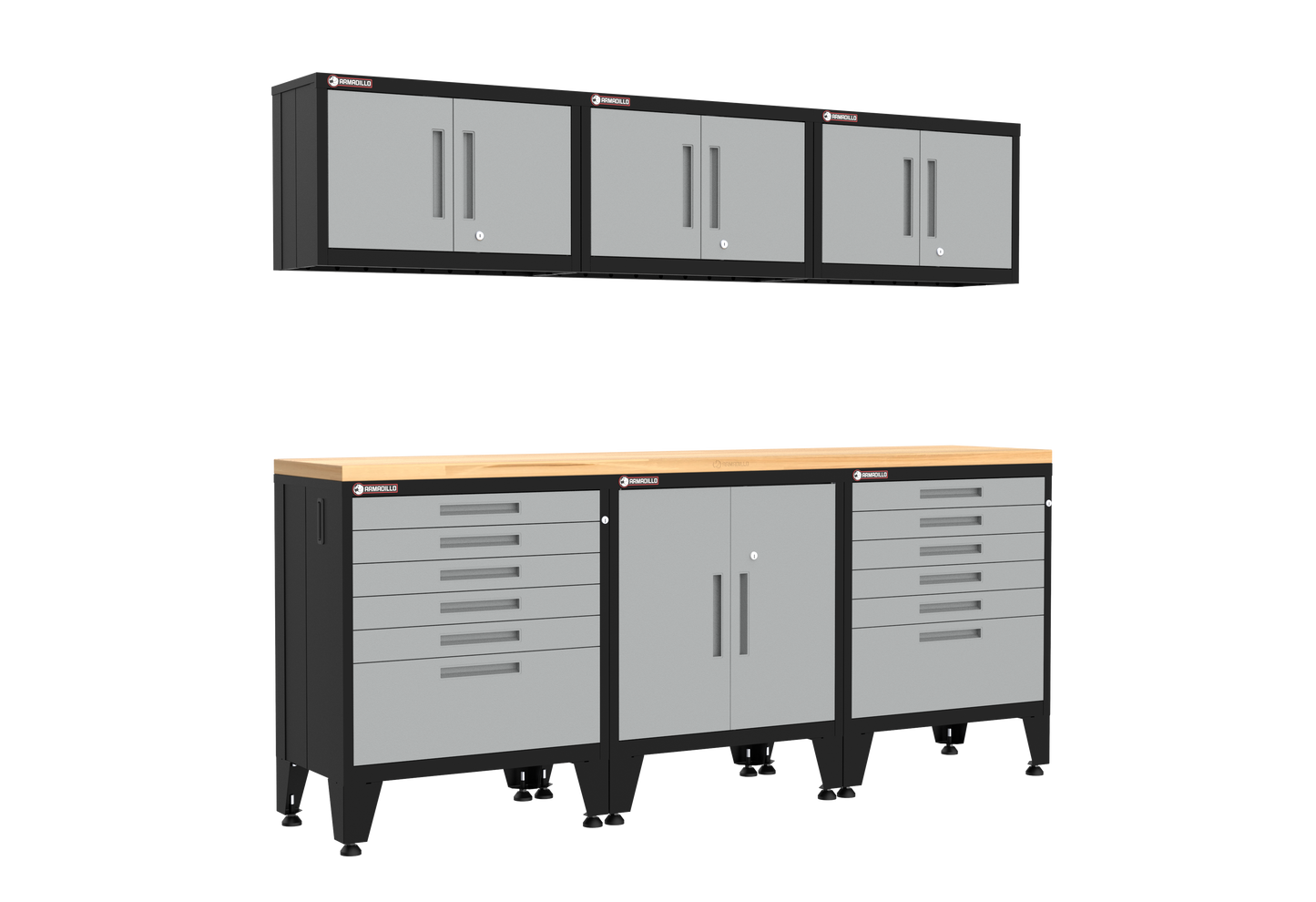 7-Piece Garage Cabinet Storage and Organization Set with Levelers in Grey