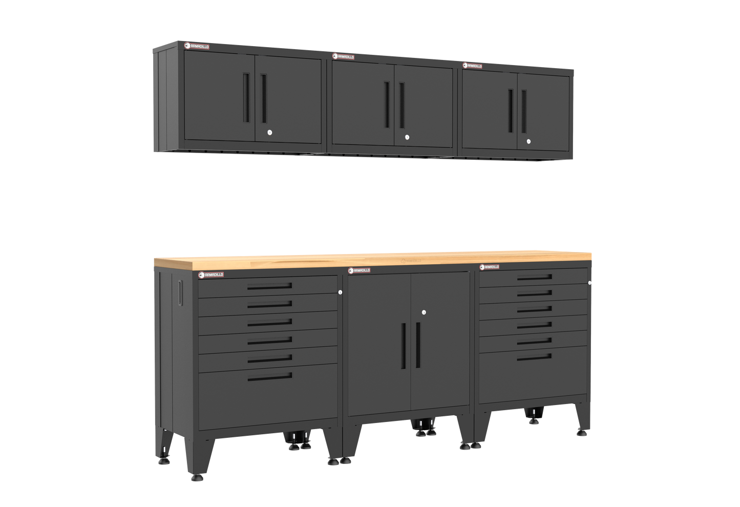 7-Piece Garage Cabinet Storage and Organization Set with Levelers in Black