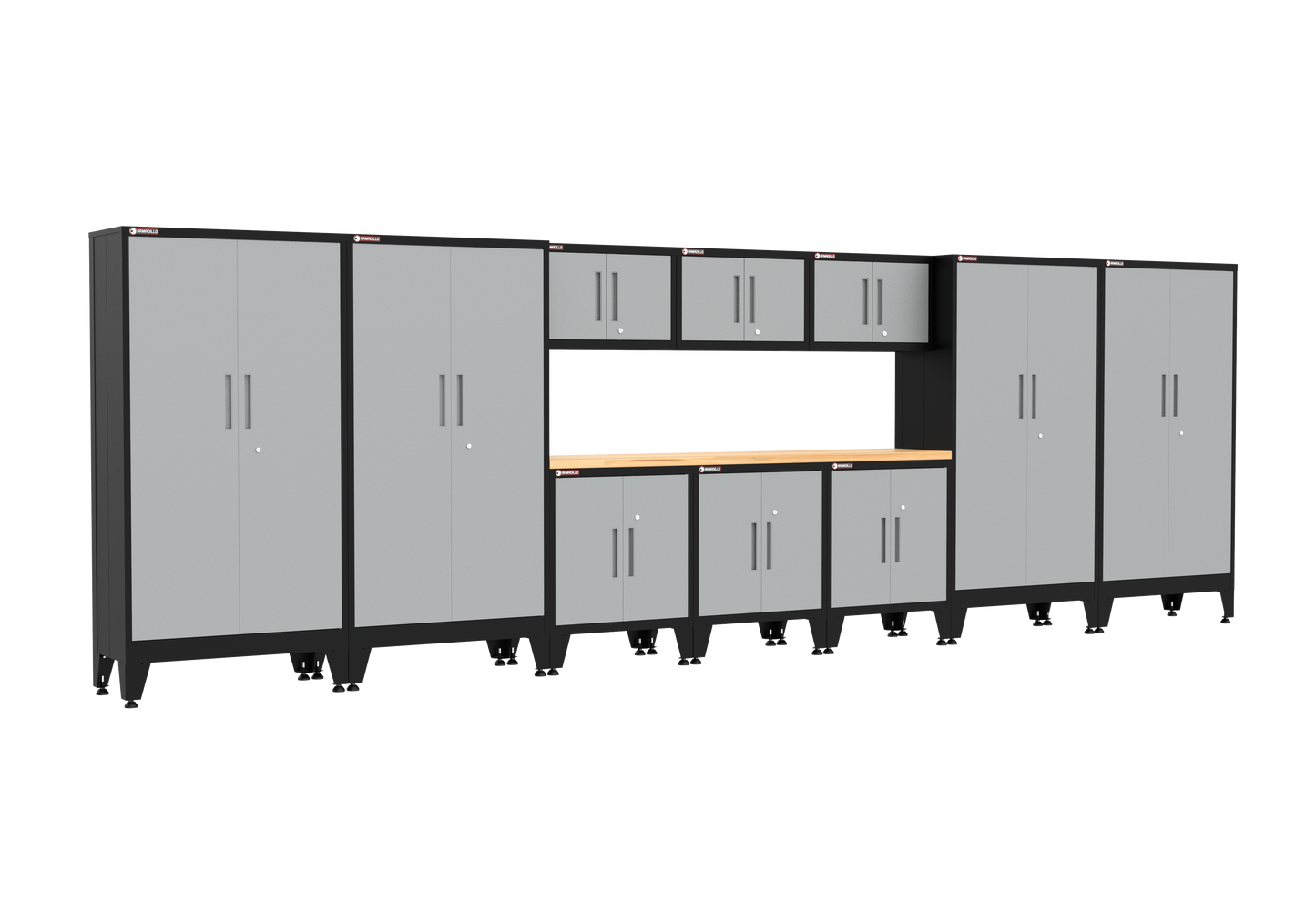 11-Piece Garage Cabinet Storage and Organization Set with Levelers in Grey