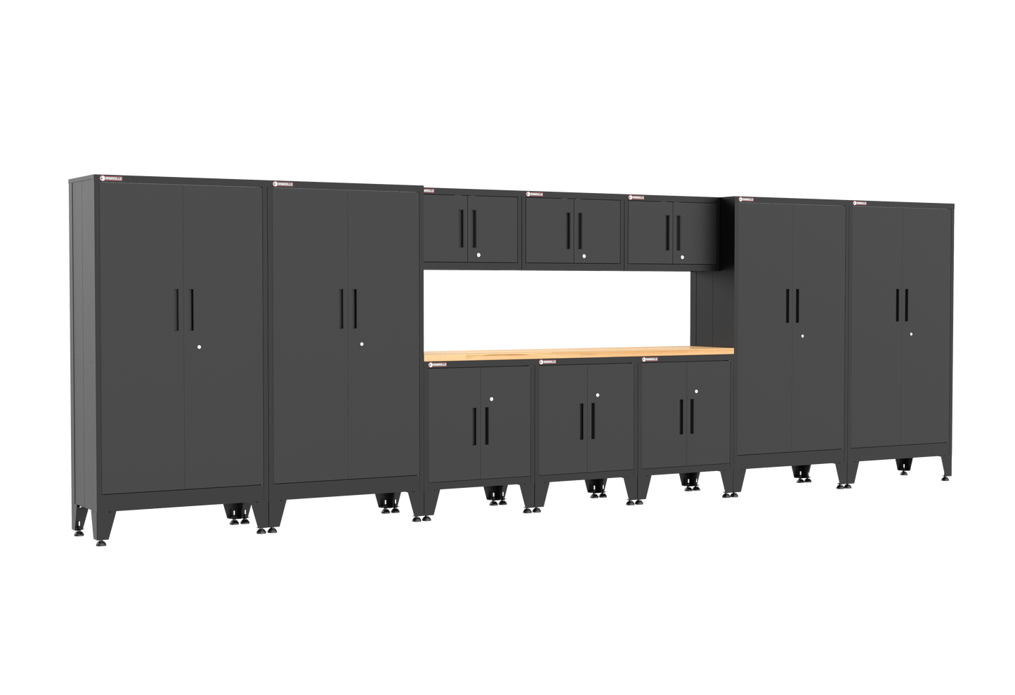 11-Piece Garage Cabinet Storage and Organization Set with Levelers in Black