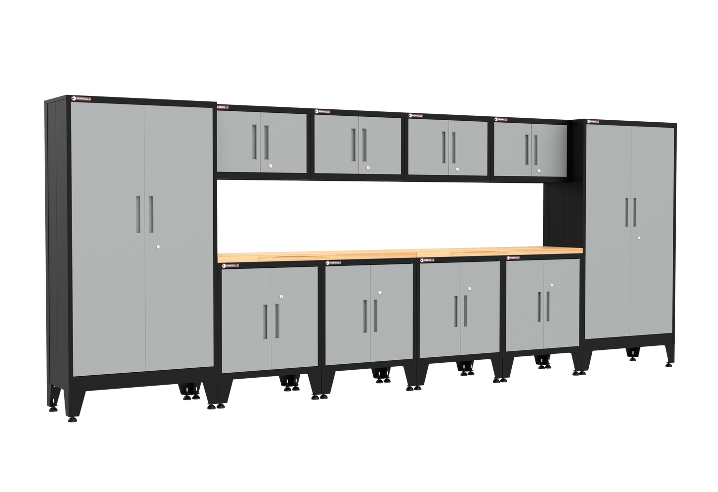 12-Piece Garage Cabinet Storage and Organization Set with Levelers in Grey