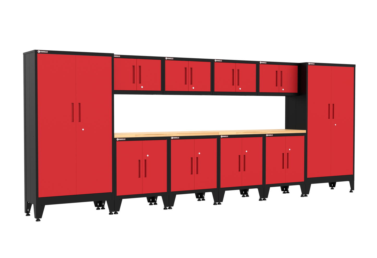 12-Piece Garage Cabinet Storage and Organization Set with Levelers in Red