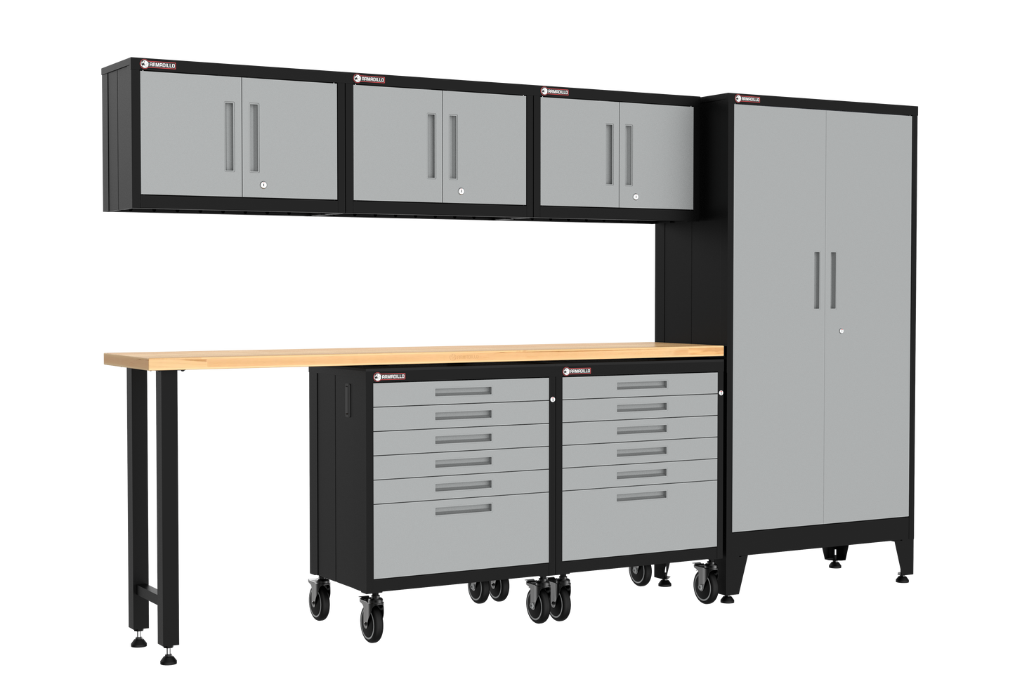 7-Piece Garage Cabinet Storage and Organization Set with Wheels in Grey