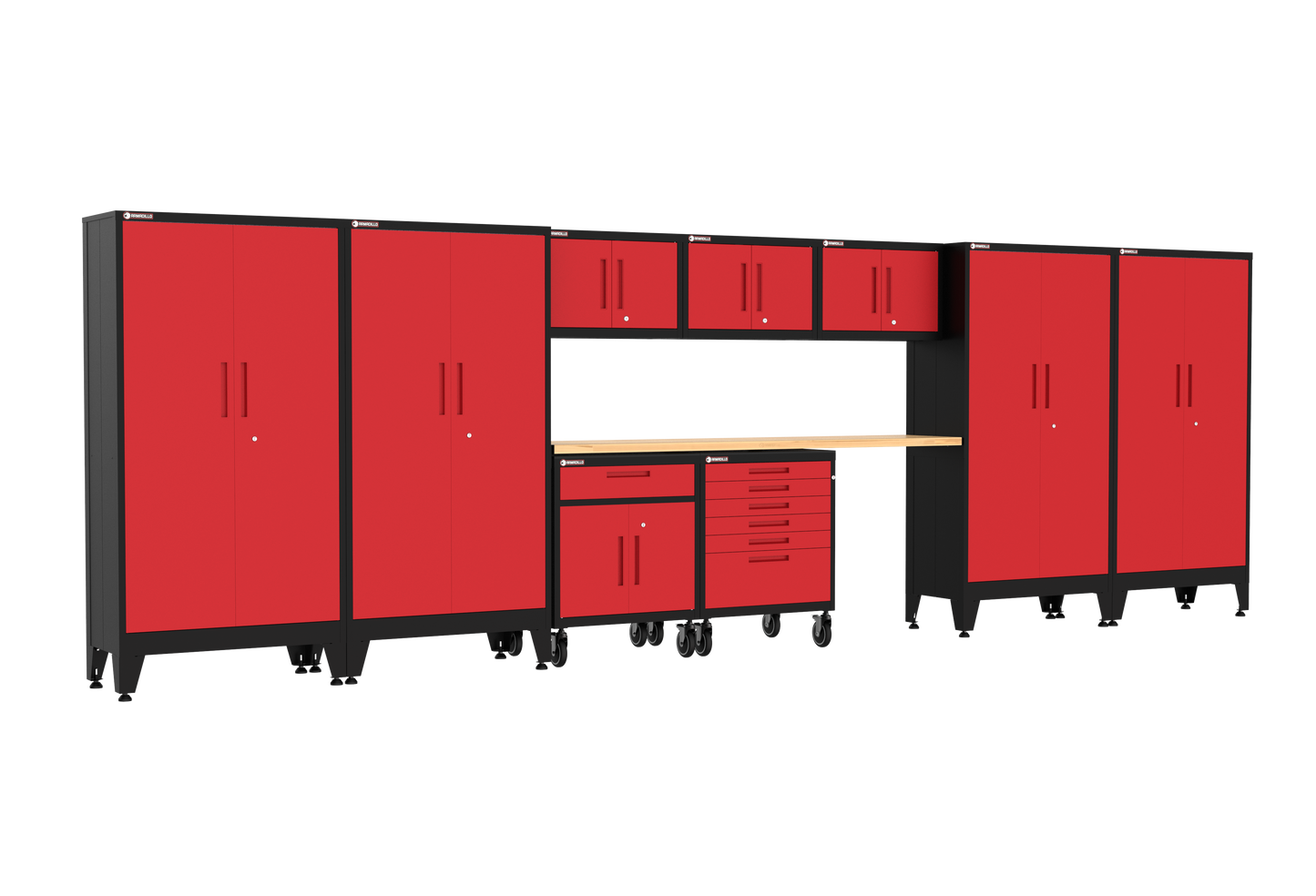 10-Piece Garage Cabinet Storage and Organization Set with Wheels in Red