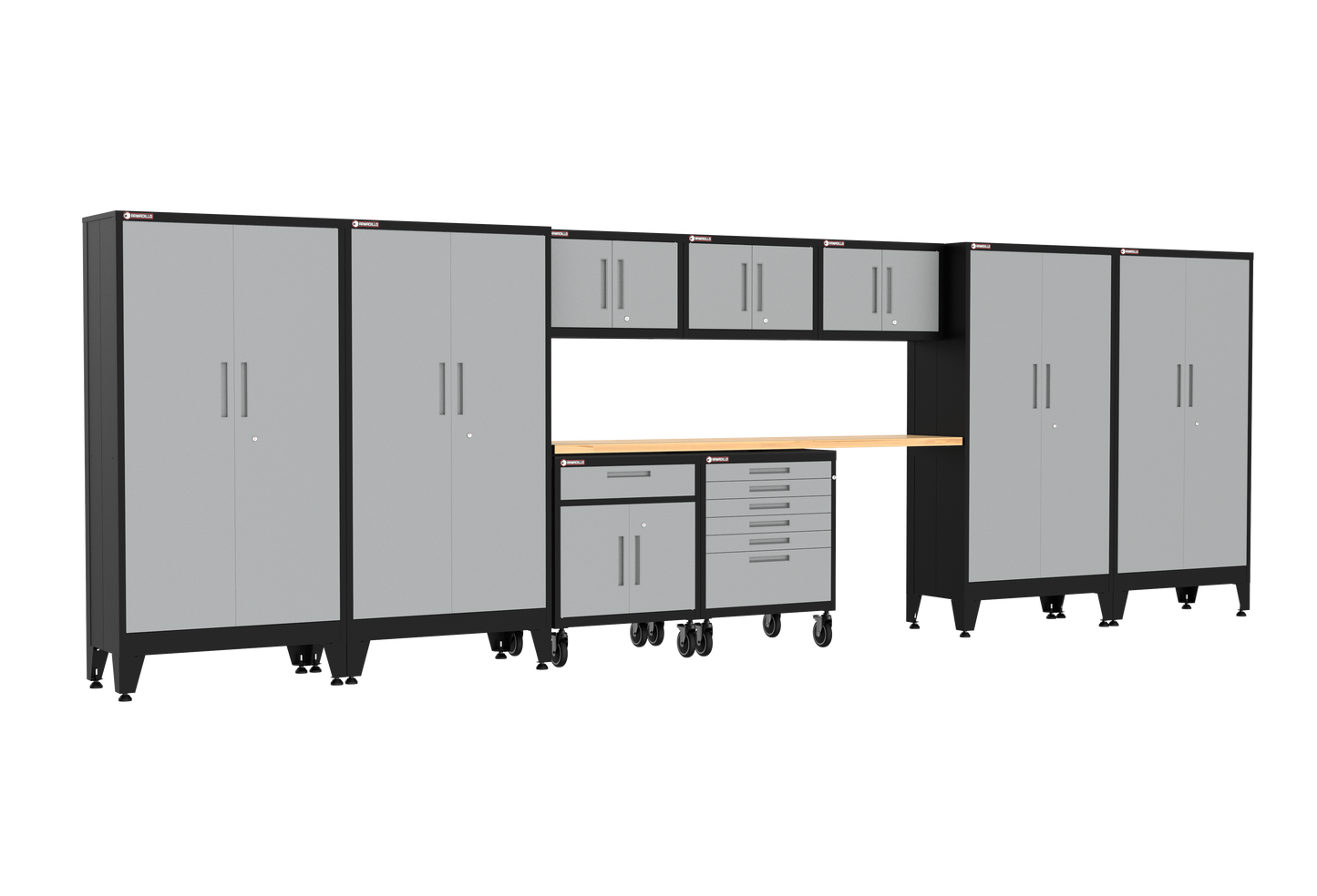 10-Piece Garage Cabinet Storage and Organization Set with Wheels in Grey