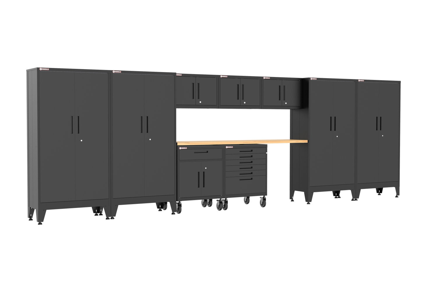 10-Piece Garage Cabinet Storage and Organization Set with Wheels in Black