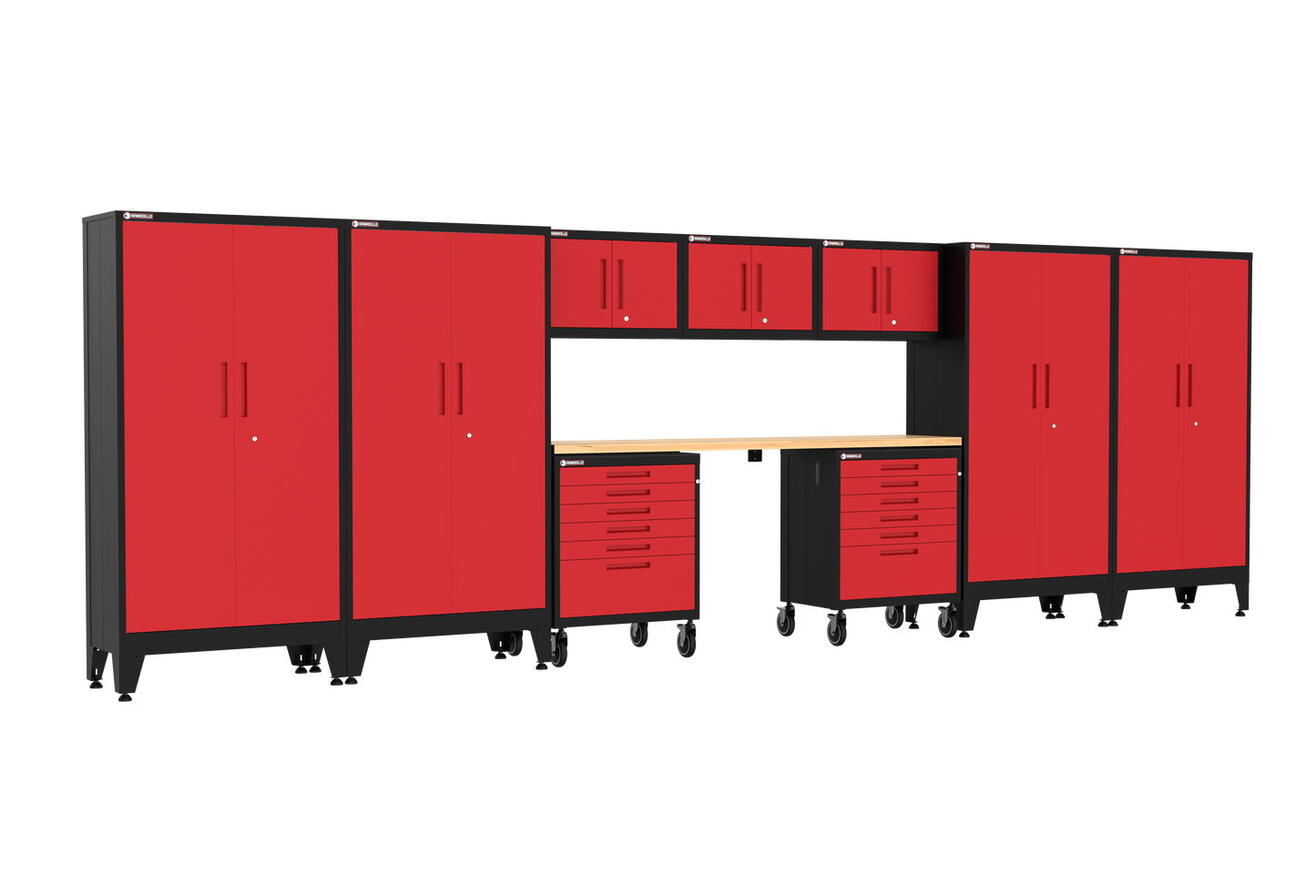 10-Piece Garage Cabinet Storage and Organization Set with Wheels in Red