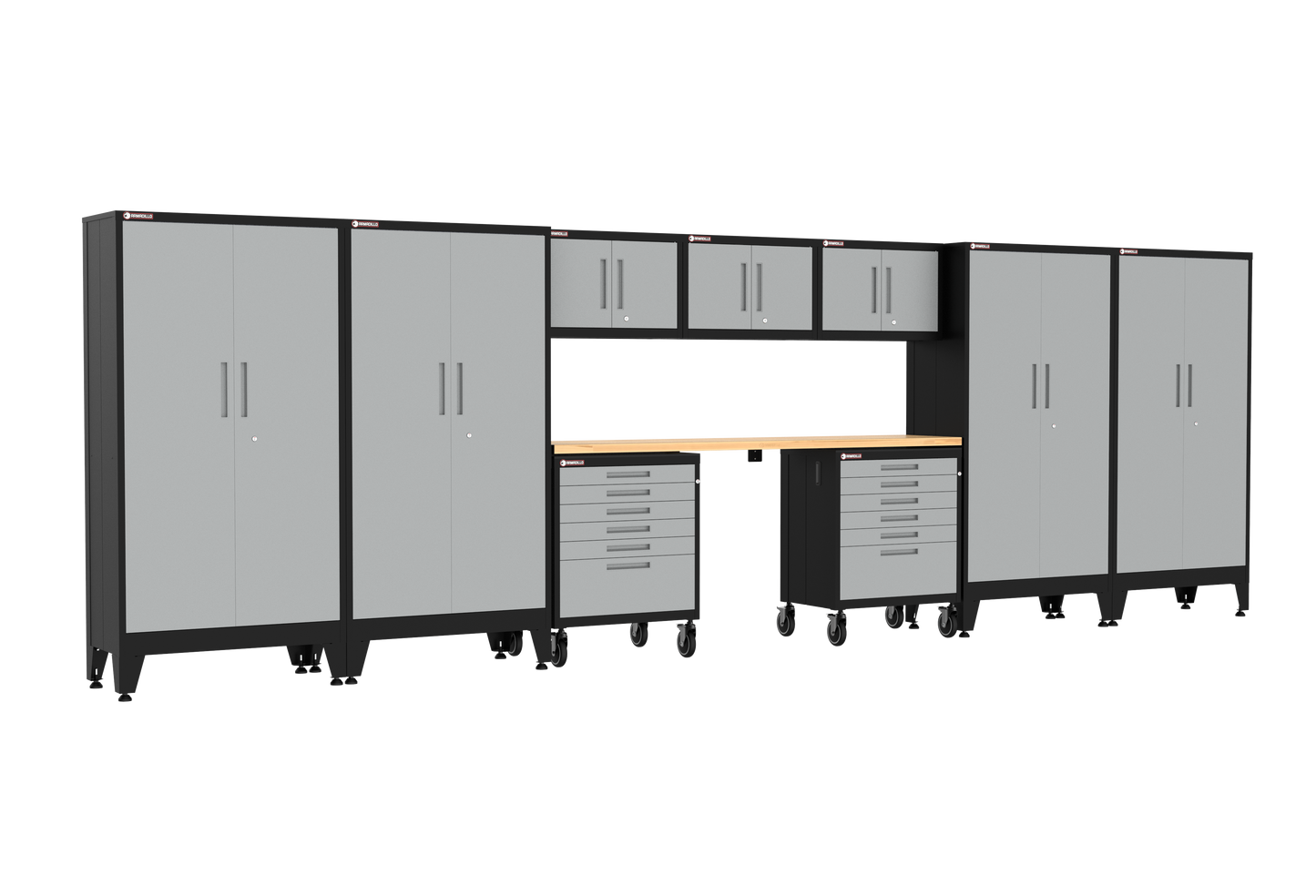 10-Piece Garage Cabinet Storage and Organization Set with Wheels in Grey