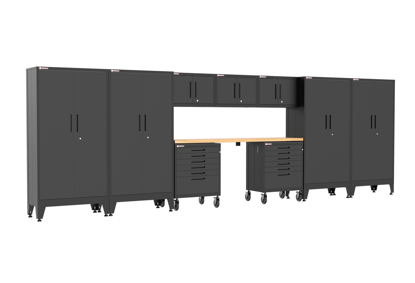 10-Piece Garage Cabinet Storage and Organization Set with Wheels in Black