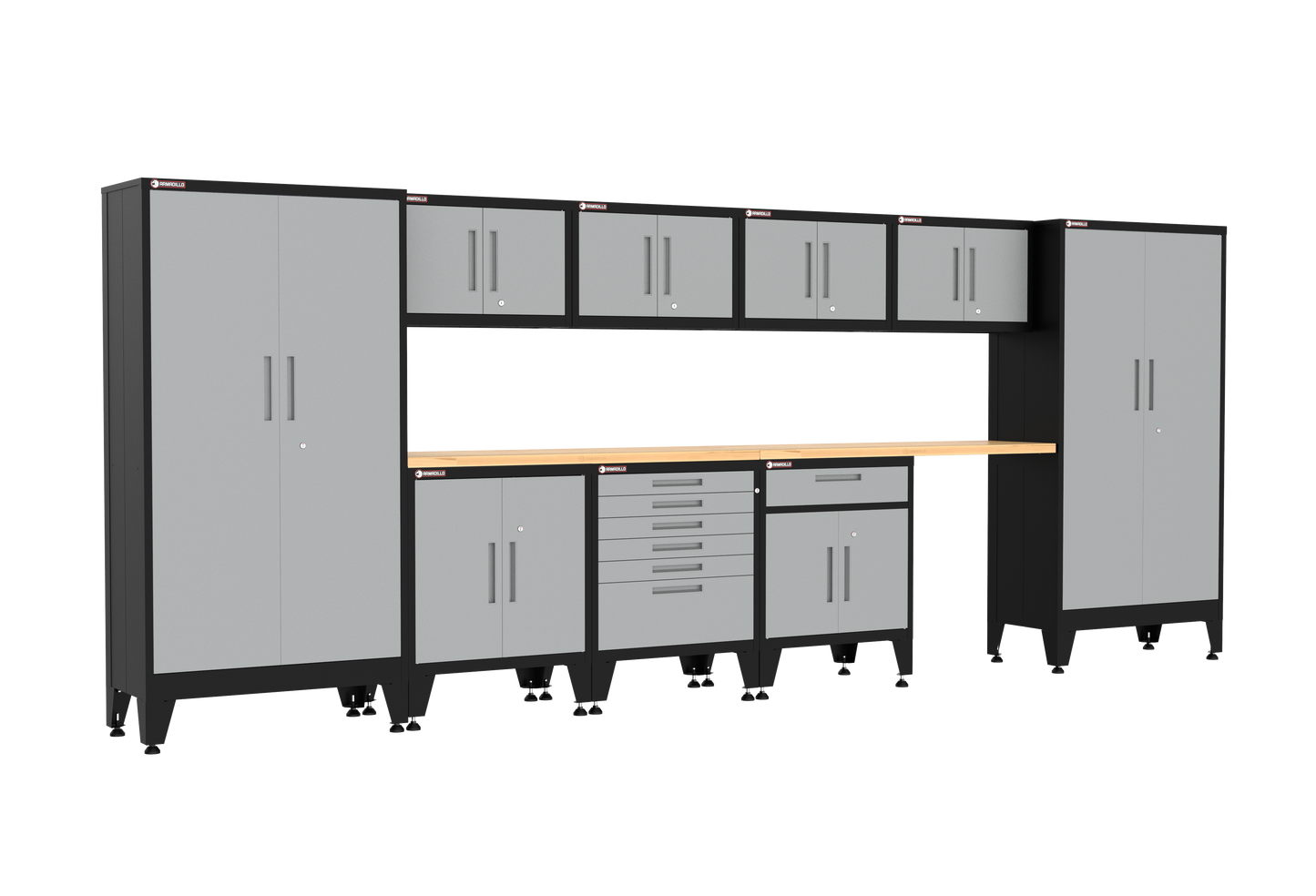 11-Piece Garage Cabinet Storage and Organization Set with Levelers in Grey