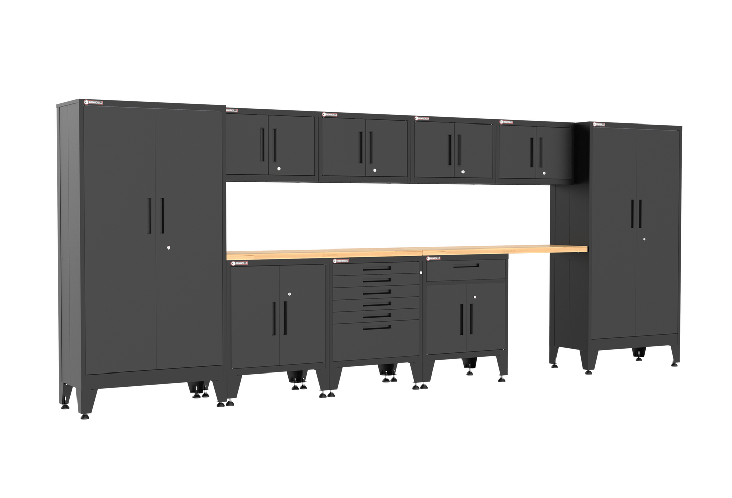 11-Piece Garage Cabinet Storage and Organization Set with Levelers in Black