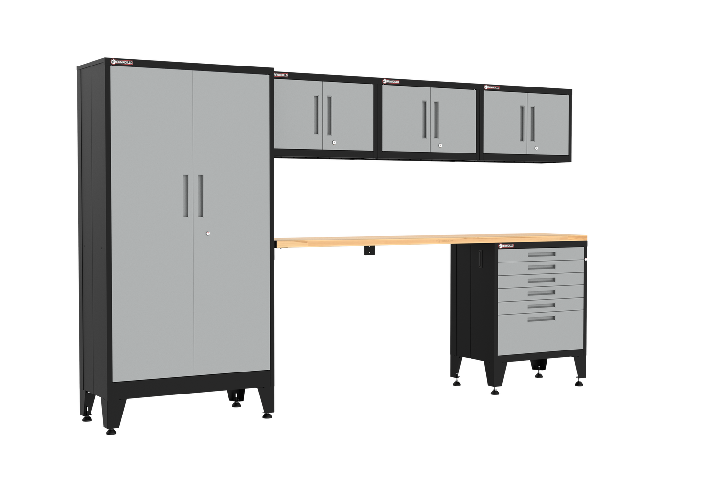 6-Piece Garage Cabinet Storage and Organization Set with Levelers in Grey