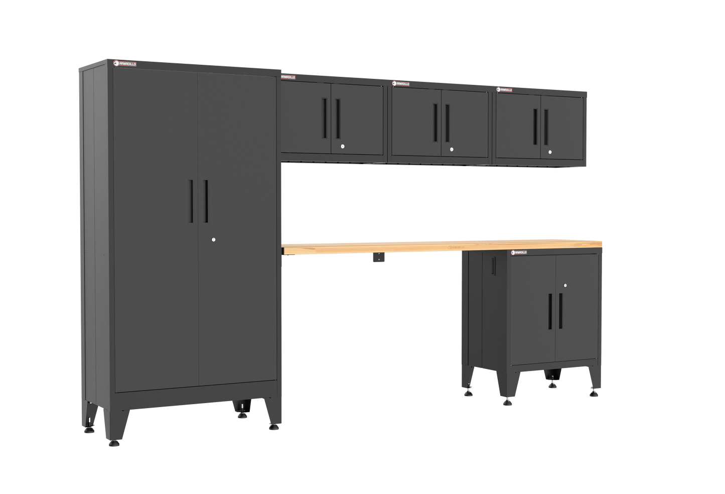 6-Piece Garage Cabinet Storage and Organization Set with Levelers in Black