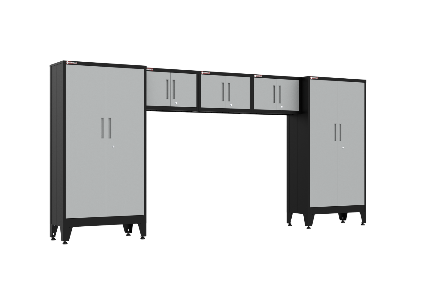 5-Piece Garage Cabinet Storage and Organization Set with Levelers in Grey