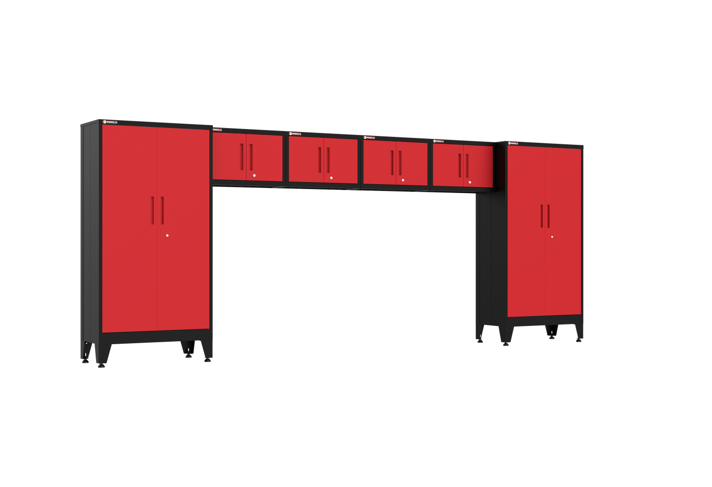 6-Piece Garage Cabinet Storage and Organization Set with Levelers in Red