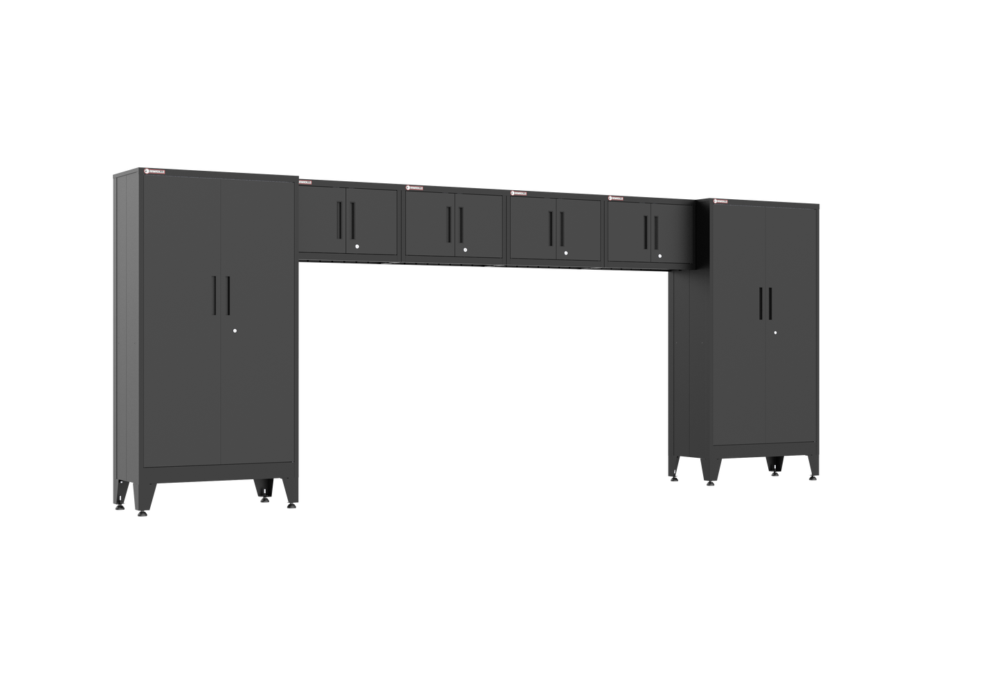6-Piece Garage Cabinet Storage and Organization Set with Levelers in Black