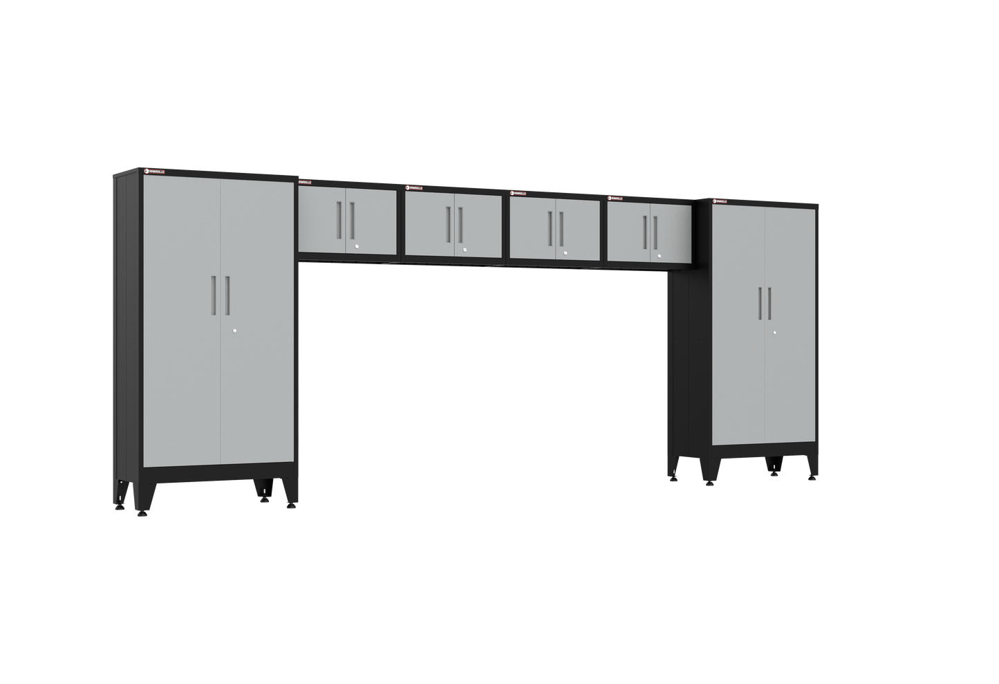 6-Piece Garage Cabinet Storage and Organization Set with Levelers in Grey