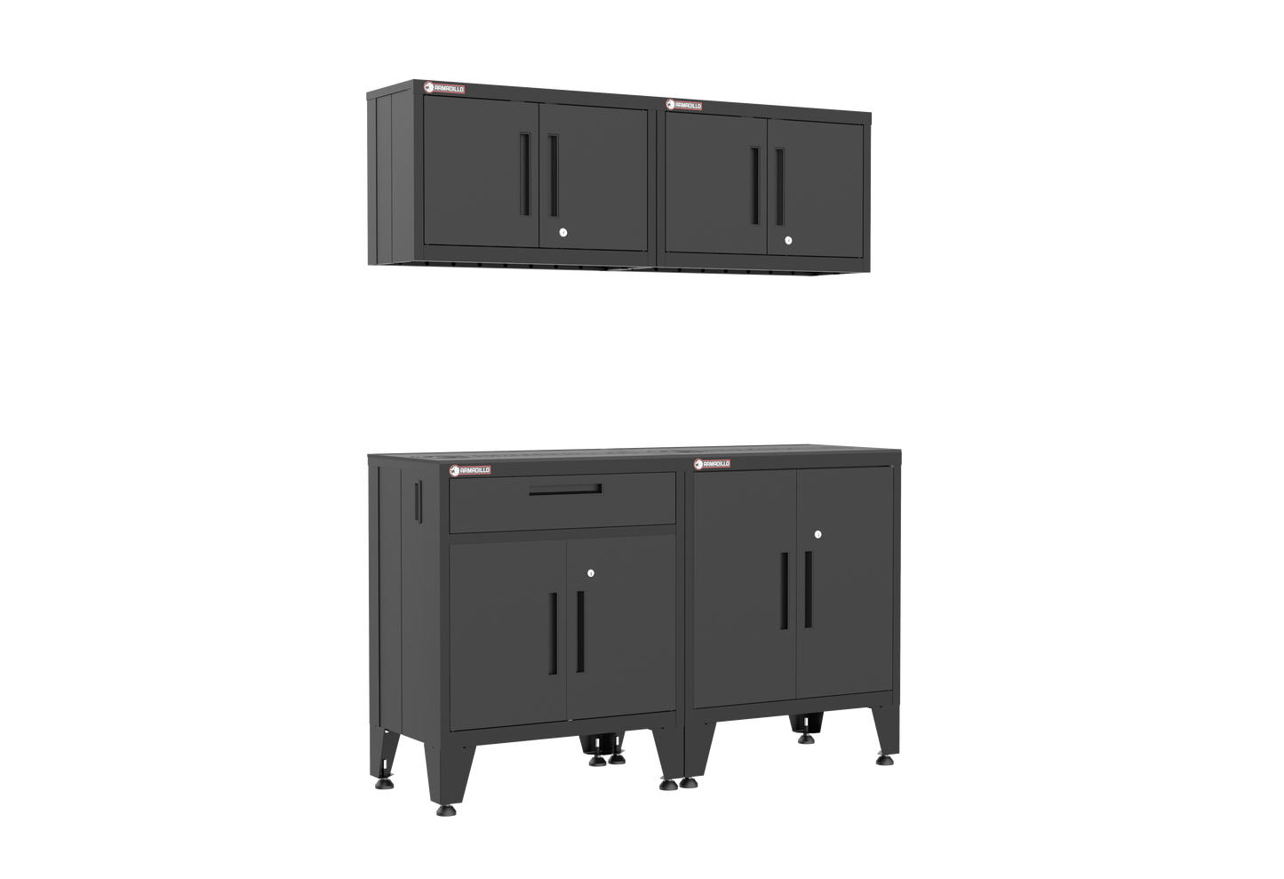 4-Piece Garage Cabinet Storage and Organization Set with Levelers in Black