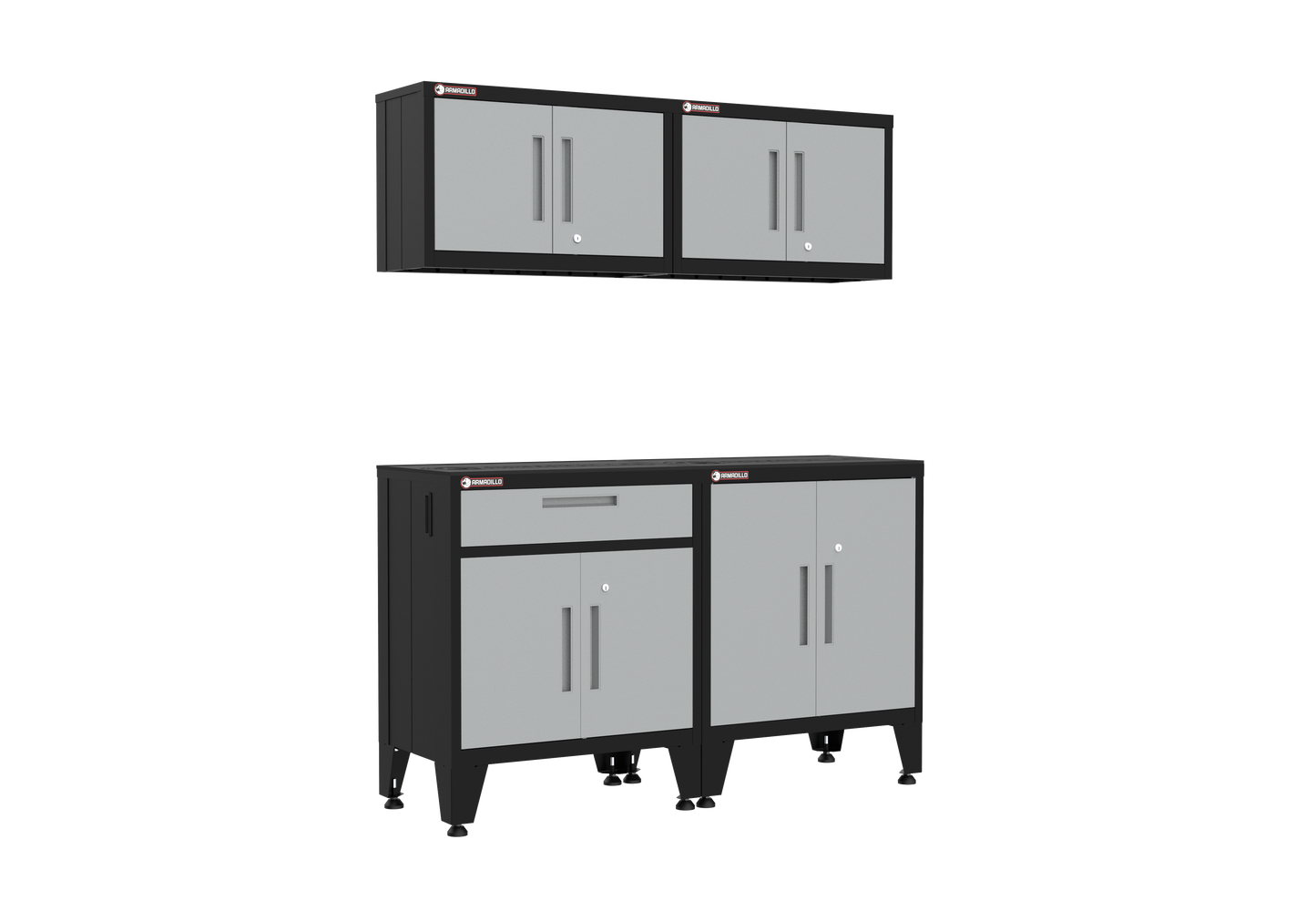 4-Piece Garage Cabinet Storage and Organization Set with Levelers in Grey