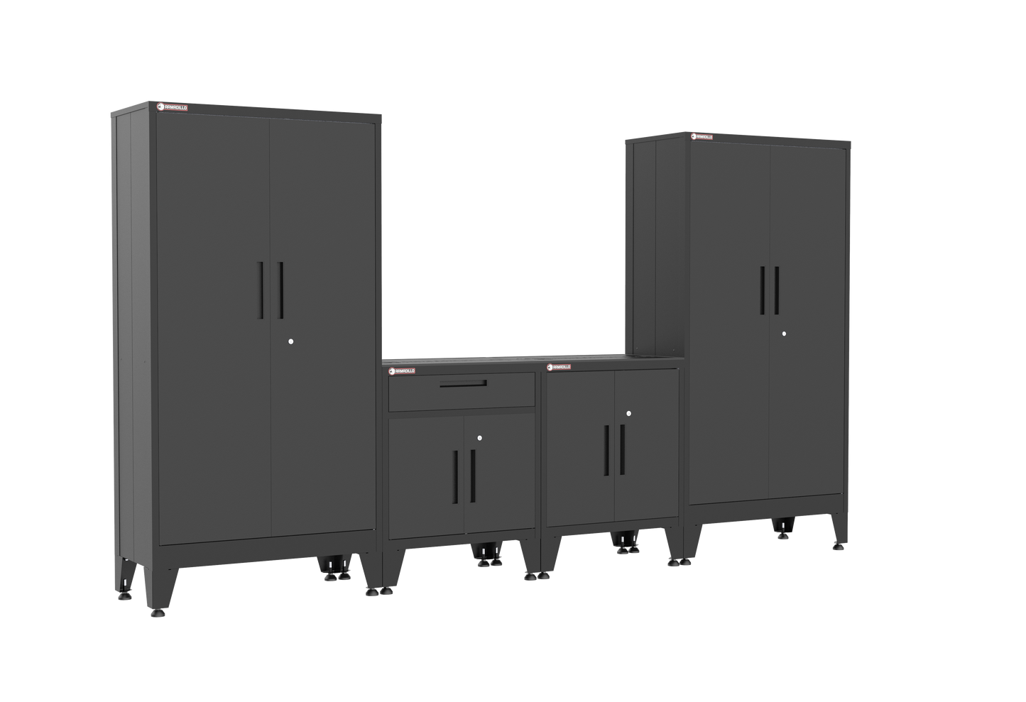 4-Piece Garage Cabinet Storage and Organization Set with Levelers in Black