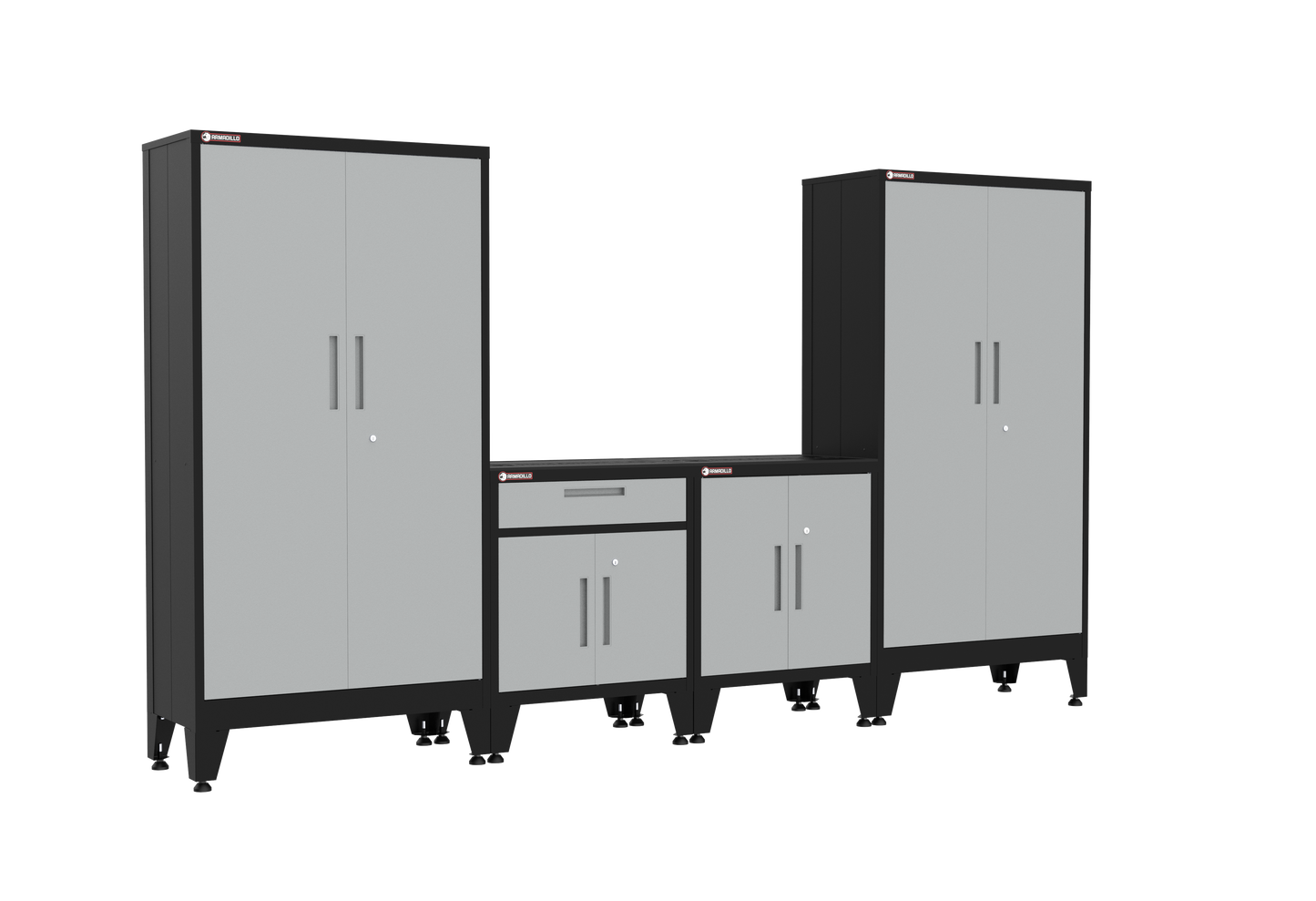 4-Piece Garage Cabinet Storage and Organization Set with Levelers in Grey