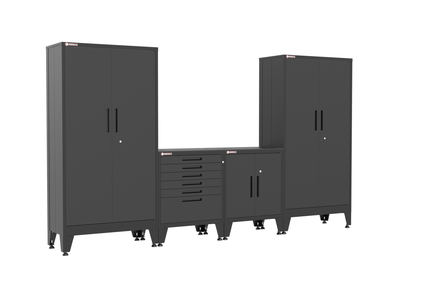 4-Piece Garage Cabinet Storage and Organization Set with Levelers in Black