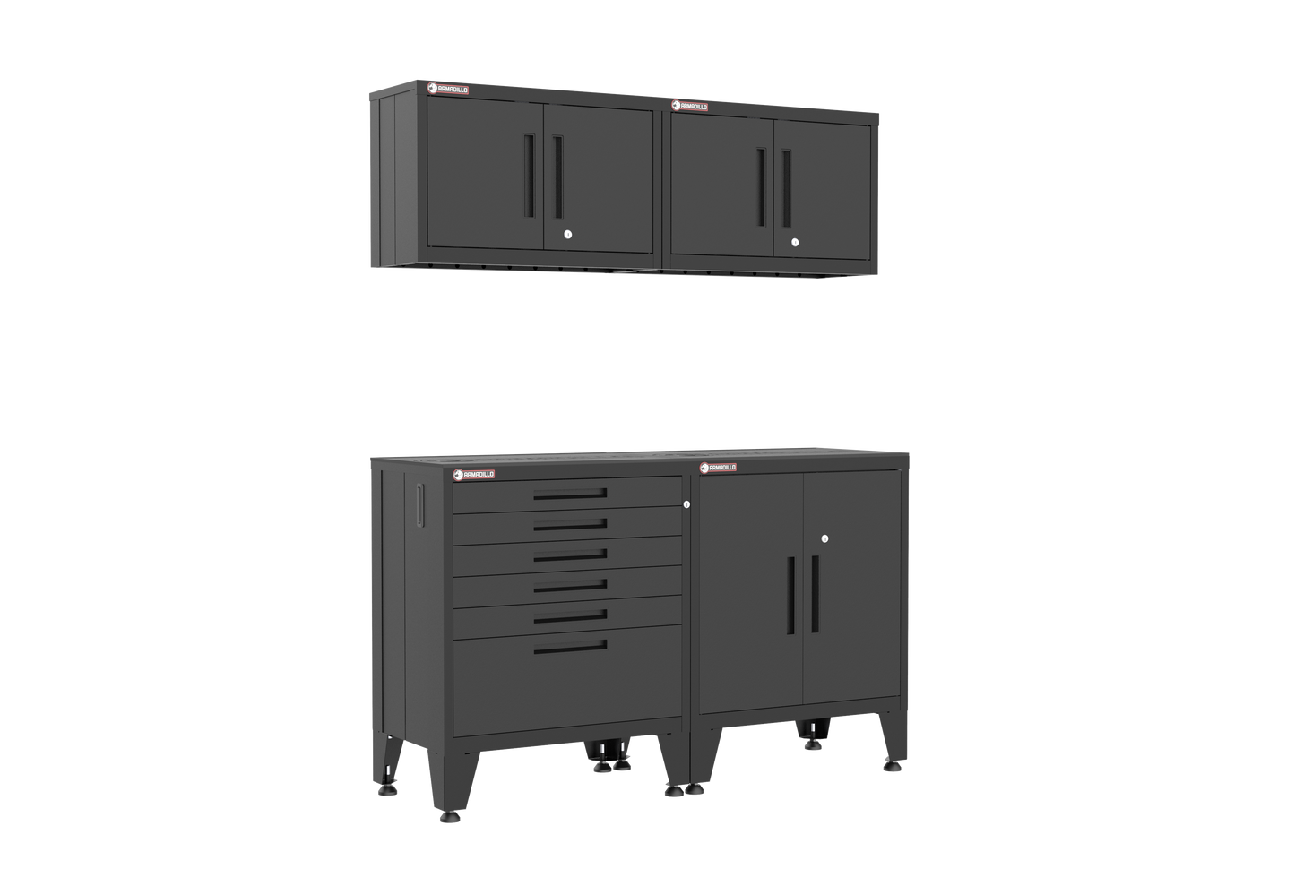 4-Piece Garage Cabinet Storage and Organization Set with Levelers in Black