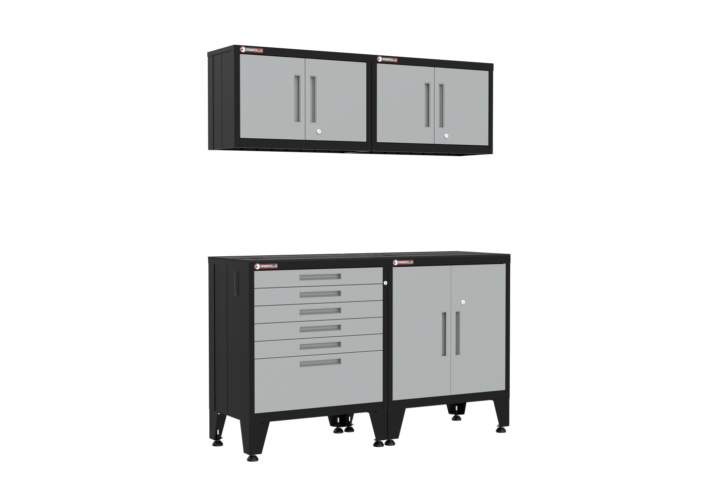 4-Piece Garage Cabinet Storage and Organization Set with Levelers in Grey