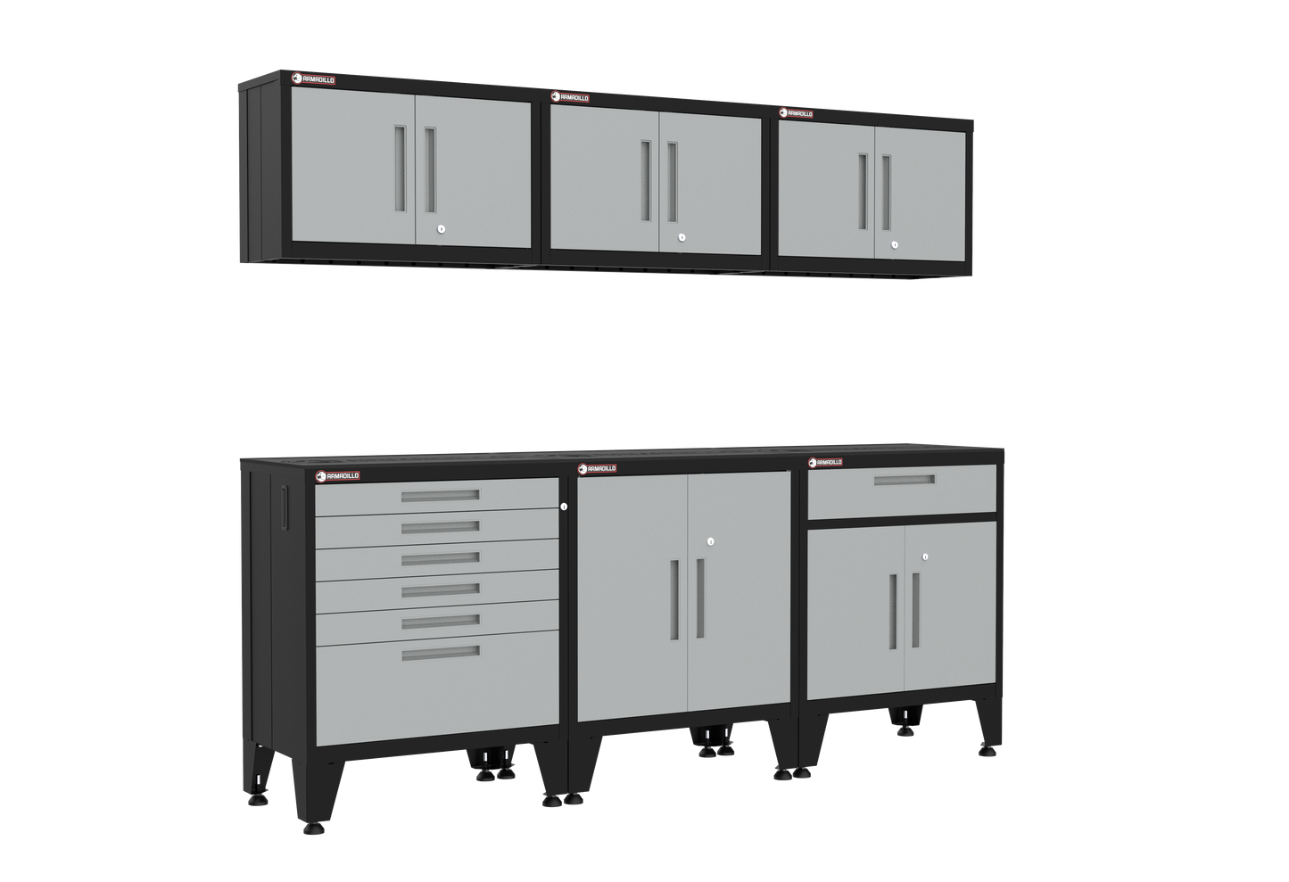 6-Piece Garage Cabinet Storage and Organization Set with Levelers in Grey