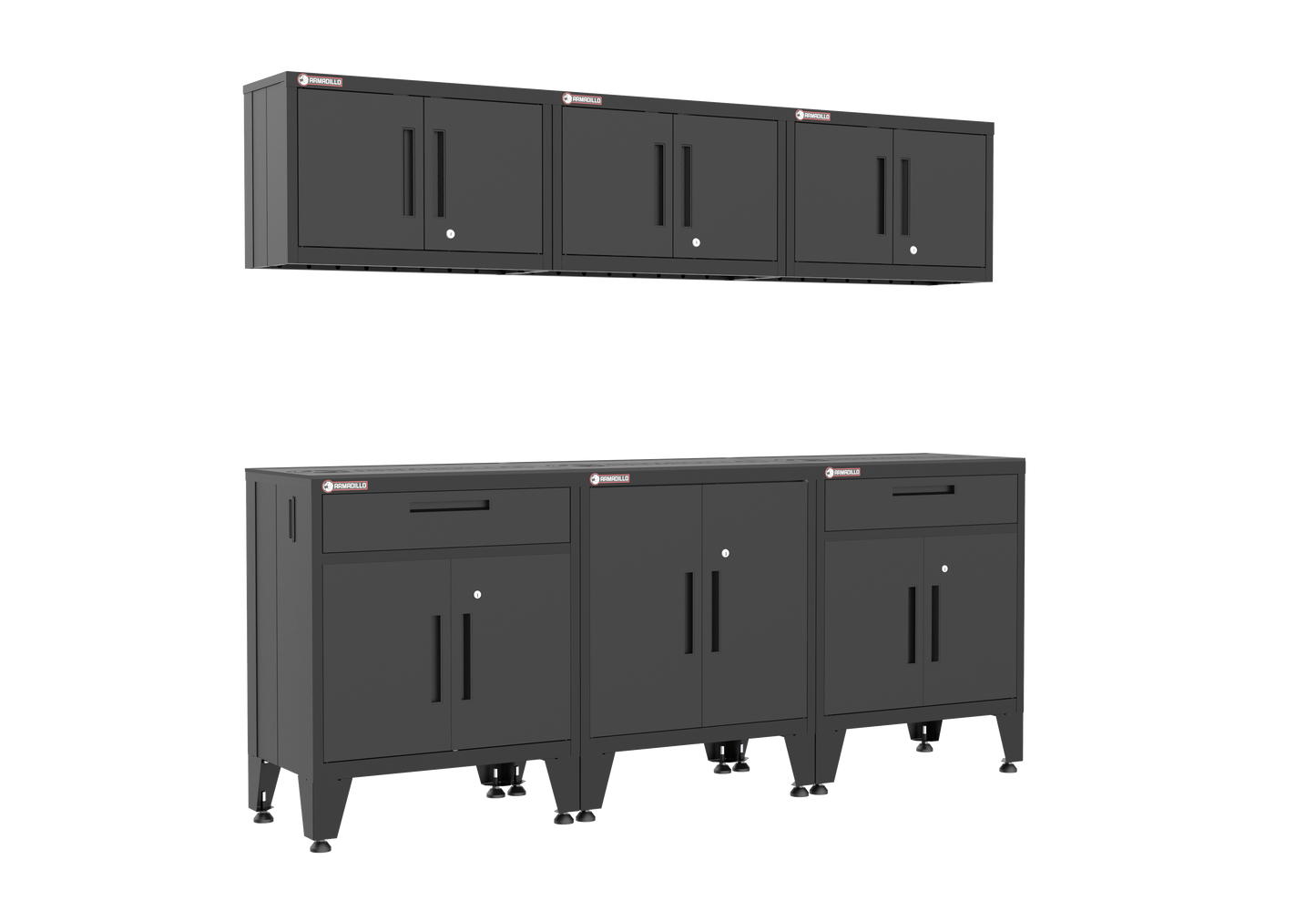 6-Piece Garage Cabinet Storage and Organization Set with Levelers in Black
