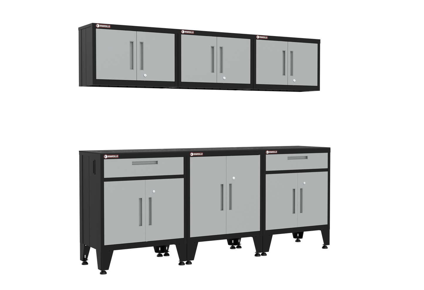 6-Piece Garage Cabinet Storage and Organization Set with Levelers in Grey