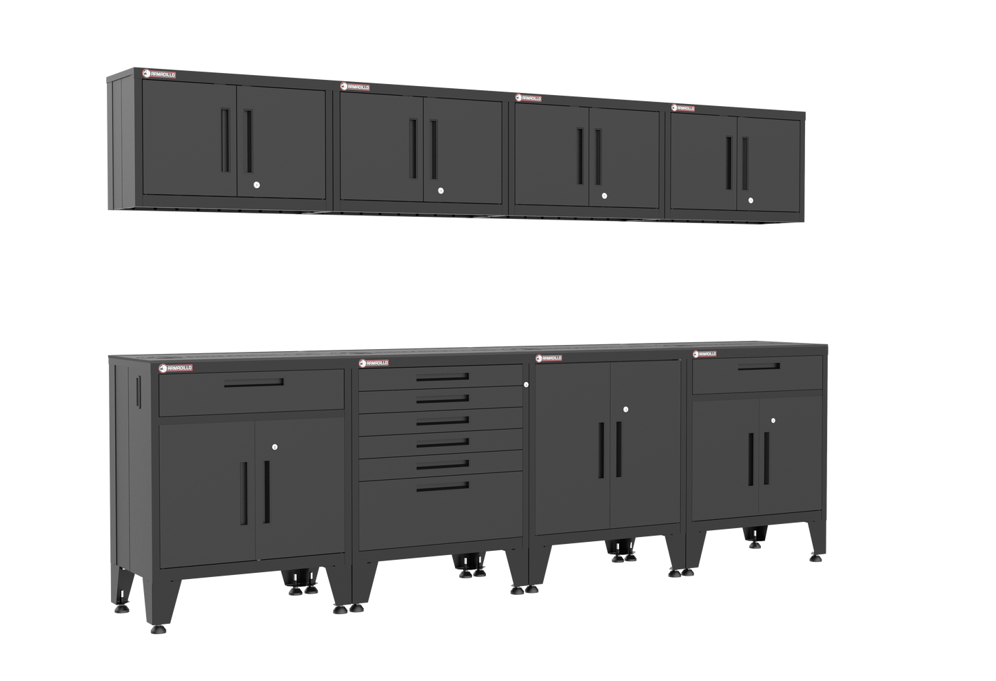 8-Piece Garage Cabinet Storage and Organization Set with Levelers in Black