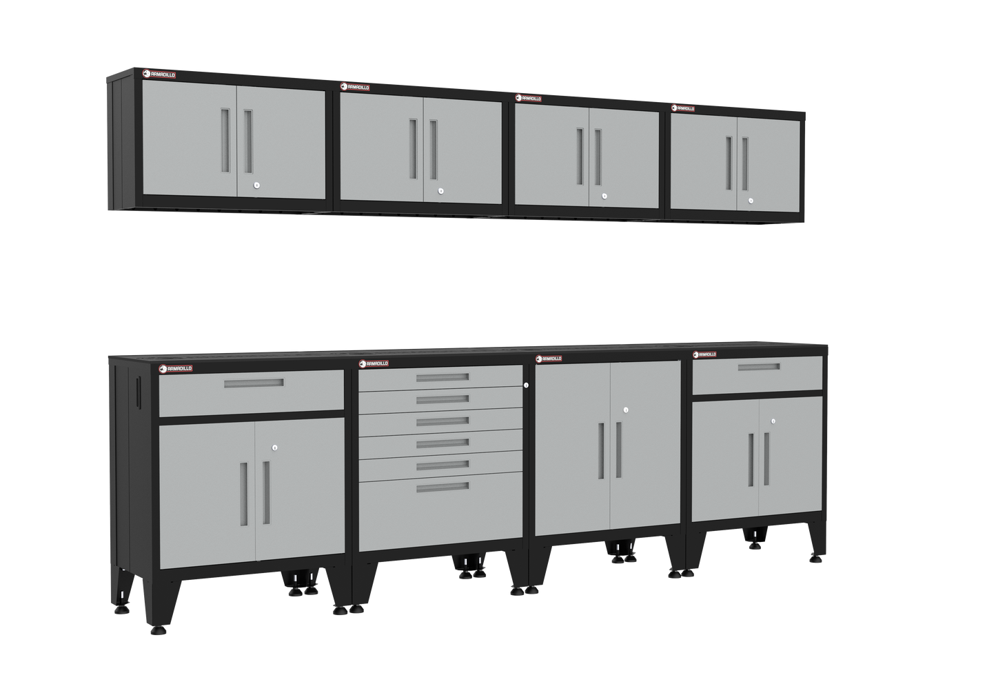 8-Piece Garage Cabinet Storage and Organization Set with Levelers in Grey