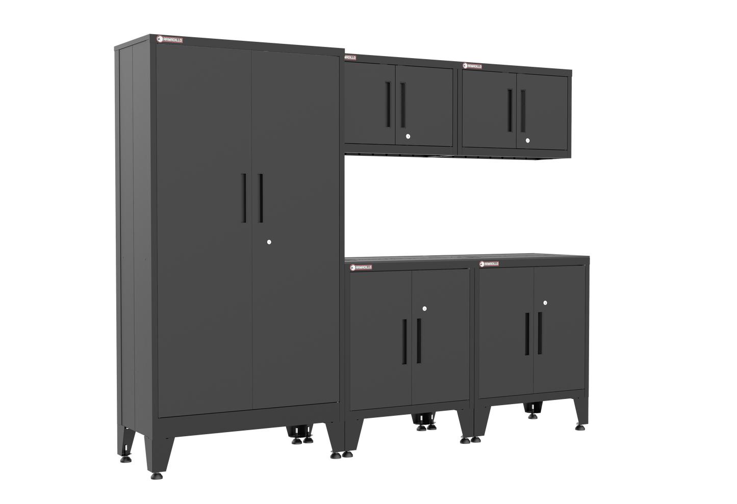 5-Piece Garage Cabinet Storage and Organization Set with Levelers in Black