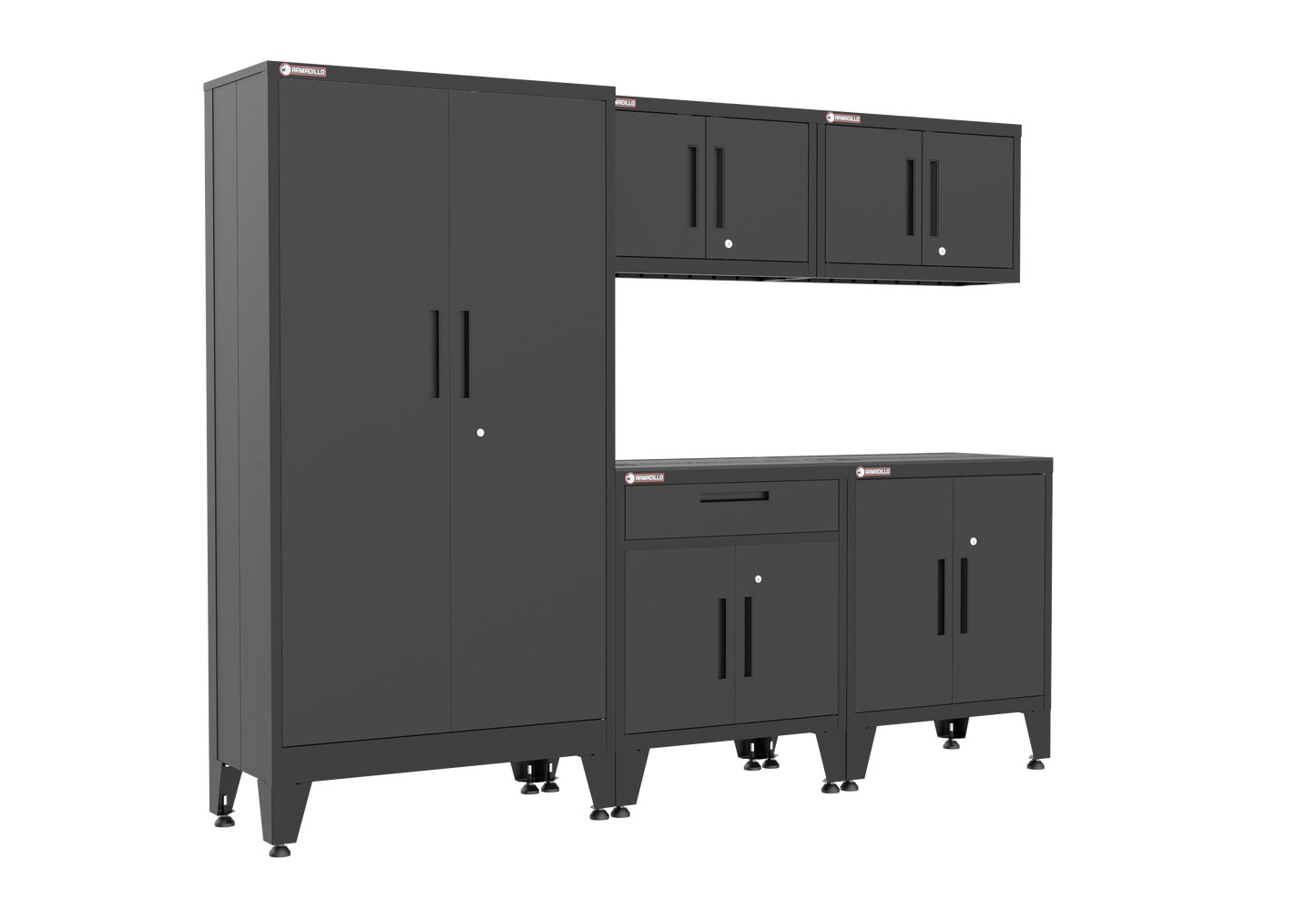 5-Piece Garage Cabinet Storage and Organization Set with Levelers in Black
