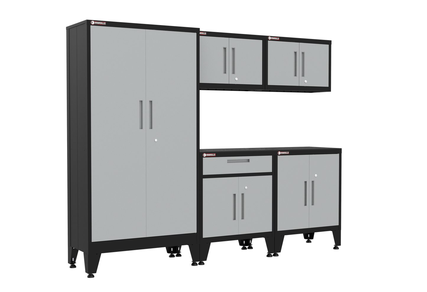 5-Piece Garage Cabinet Storage and Organization Set with Levelers in Grey