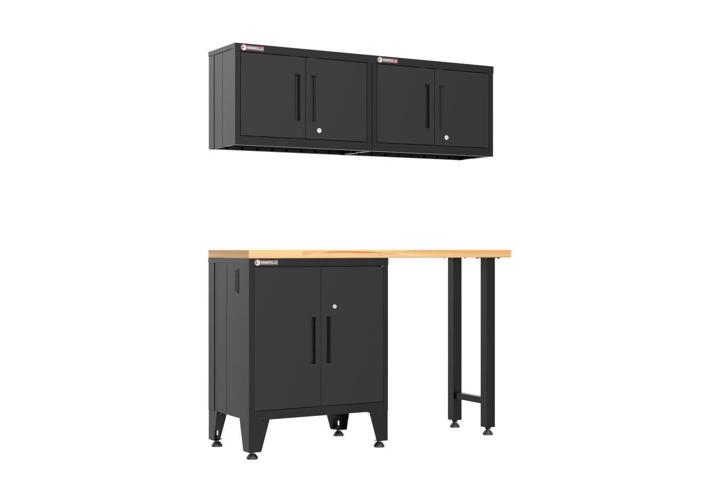4-Piece Garage Cabinet Storage and Organization Set with Levelers in Black