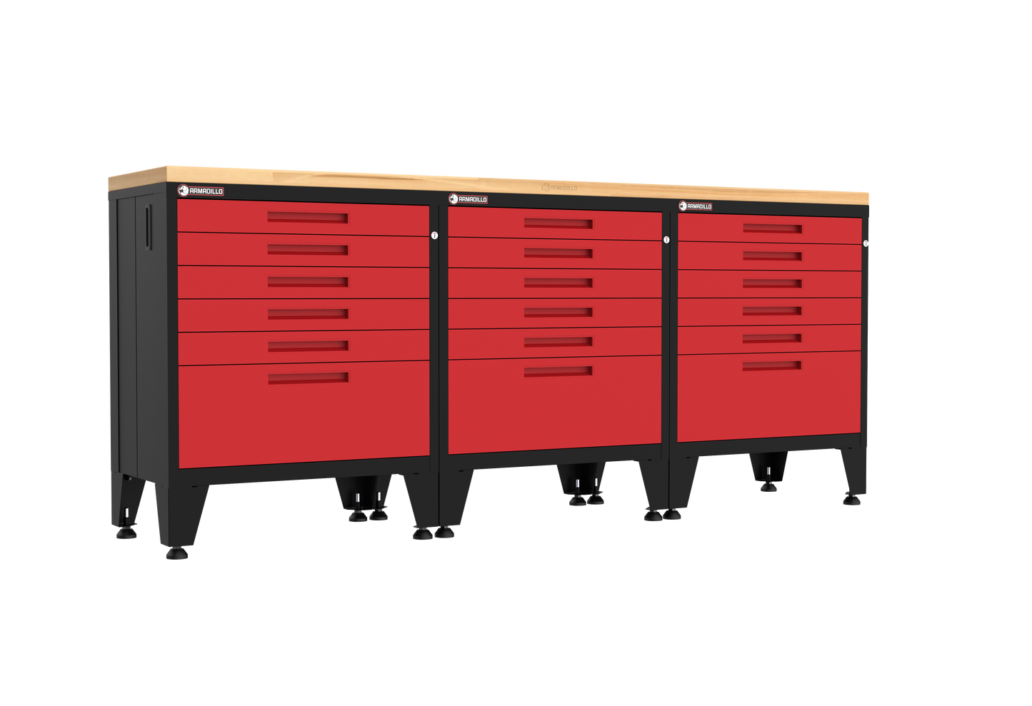 4-Piece Garage Cabinet Storage and Organization Set with Levelers in Red