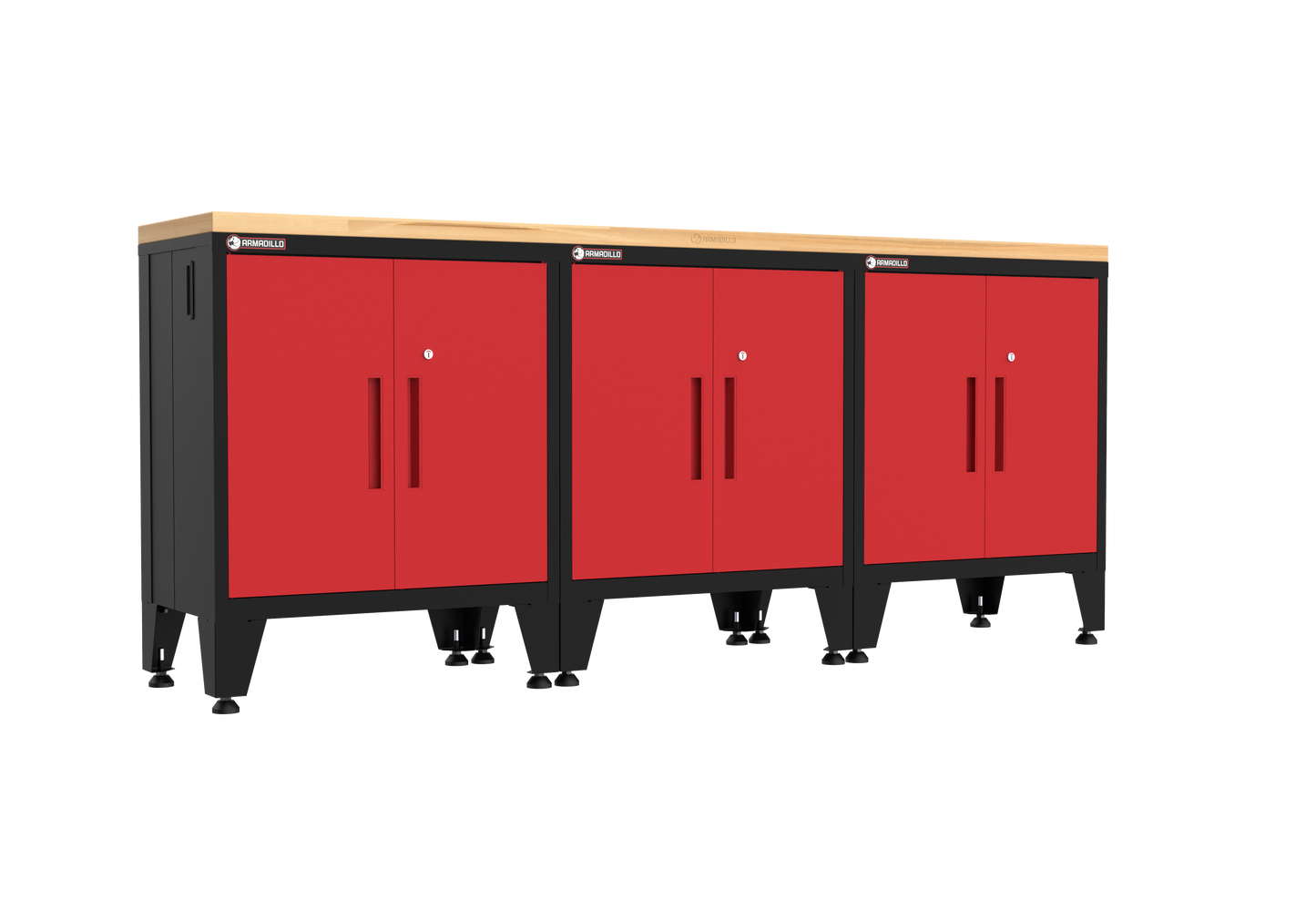4-Piece Garage Cabinet Storage and Organization Set with Levelers in Red