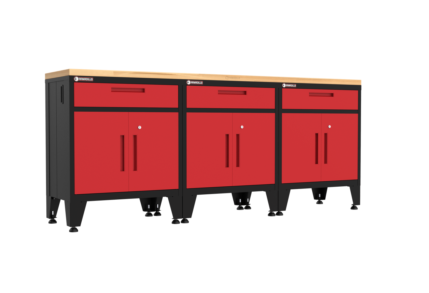 4-Piece Garage Cabinet Storage and Organization Set with Levelers in Red