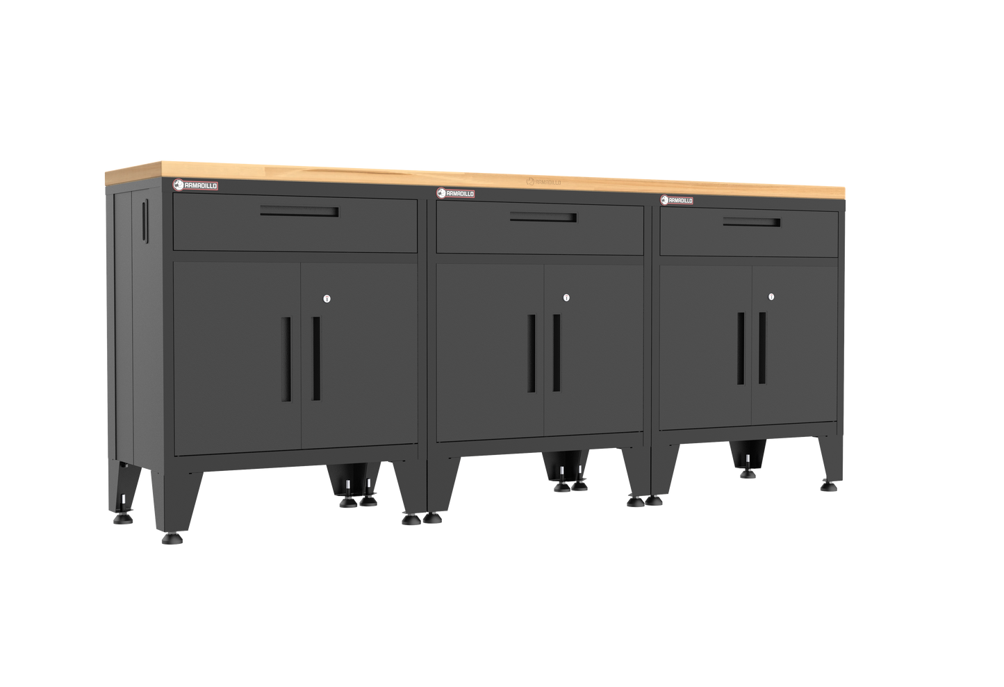 4-Piece Garage Cabinet Storage and Organization Set with Levelers in Black