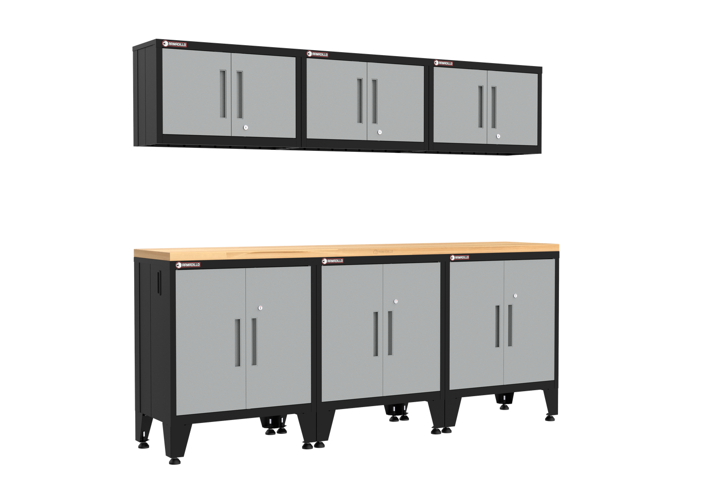 7-Piece Garage Cabinet Storage and Organization Set with Levelers in Grey