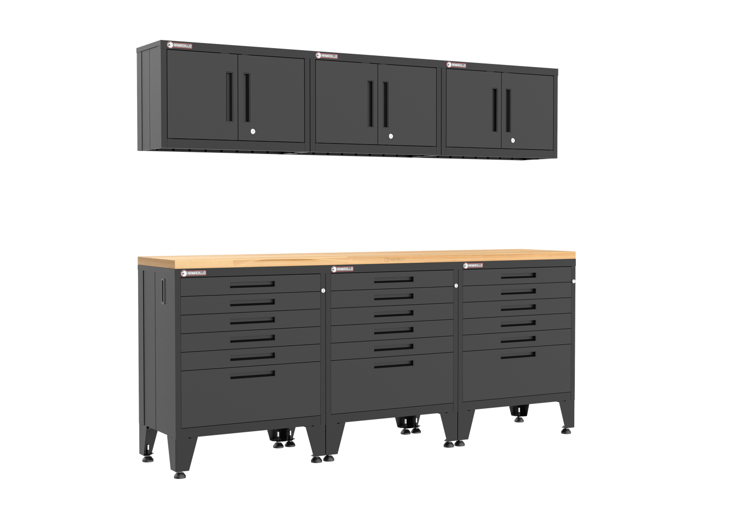 7-Piece Garage Cabinet Storage and Organization Set with Levelers in Black